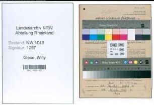 Entnazifizierung Willy Giese , geb. 08.08.1920 (Justizangestellter)