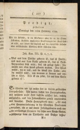 257-282, Predigt, gehalten Sonntags den 10ten Hornung 1799. - Predigt, gehalten Sonntags den 17ten Hornung 1799.