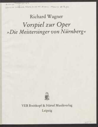 Vorspiel zur Oper "Die Meistersinger von Nürnberg"