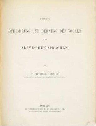 Über die Steigerung und Dehnung der Vocale in den slavischen Sprachen