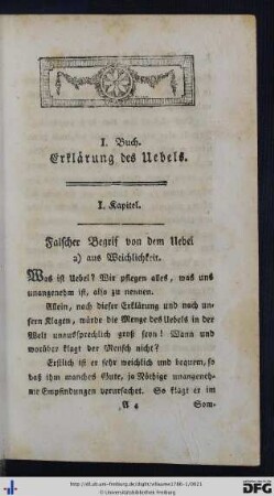 I. Buch. Erklärung des Übels.