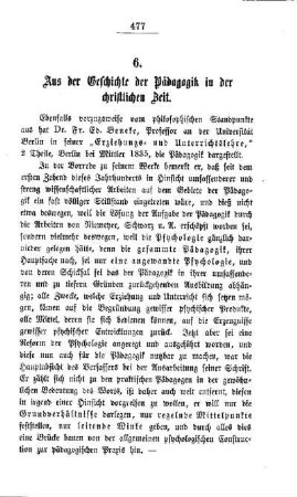 Aus der Geschichte der Pädagogik in der christlichen Zeit