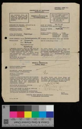 Certificate of Discharge, Carl Gades