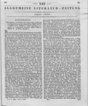 Bauer, A.: Lehrbuch des Strafrechts. Göttingen: Vandenhoeck & Ruprecht 1833