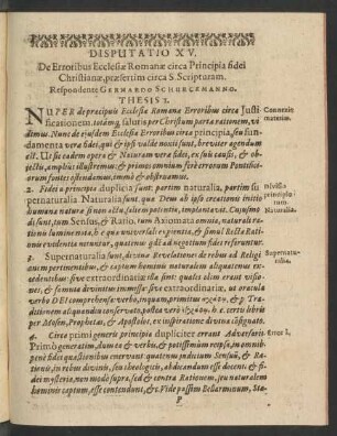 Disputatio XV. De Erroribus Ecclesiae Romanae circa ...