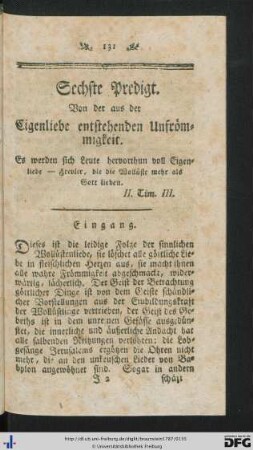 Sechste Predigt.