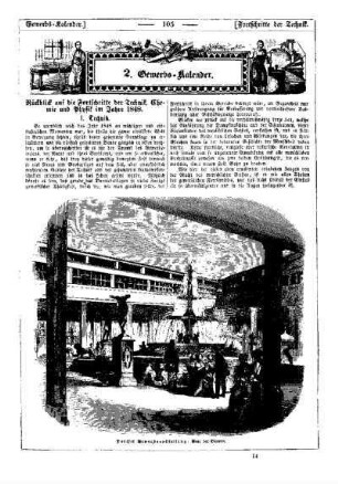 Rückblick auf die Fortschritte der Technik, Chemie und Physik im Jahre 1848 : Gewerbs-Kalender ; Volkswirtschaftlicher Kalender
