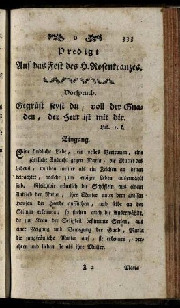 Predigt Auf das Fest des H. Rosenkranzes.