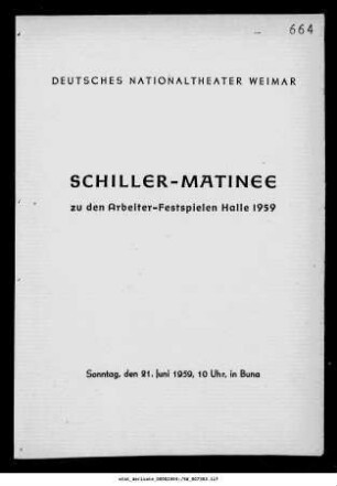Schiller-Matinee zu den Arbeiter-Festspielen Halle 1959