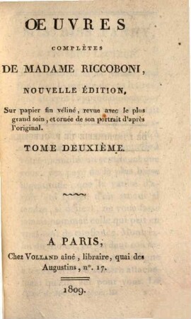 Oeuvres complètes de Madame Riccoboni. 2. Lettres de Mistriss Fanny Butlerd