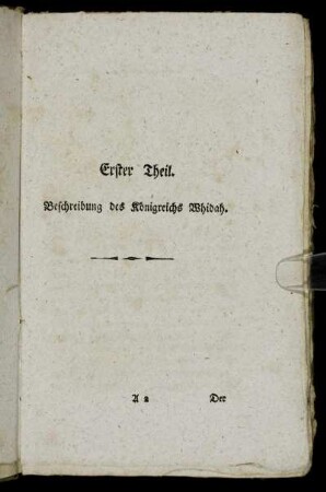 Erster Theil. Beschreibung des Königreichs Whidah.