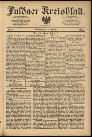 Ausgabe vom Dienstag, den 15. Januar 1901.