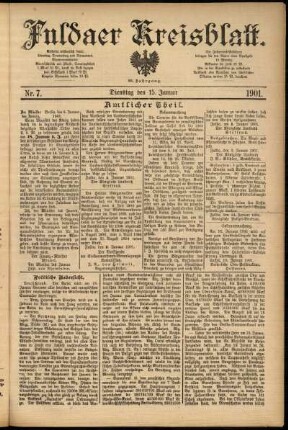 Ausgabe vom Dienstag, den 15. Januar 1901.