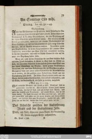 Am Sonntage Esto mihi. Evang. Luc. 18, 31 - 43.