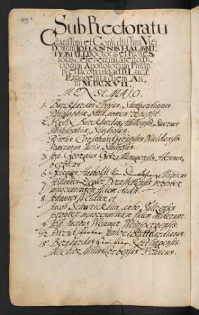 Sommerhalbjahr 1617. Rektorat Johann(es) Halbritter