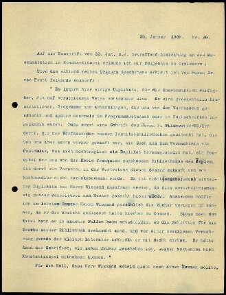 Bericht des zweiten Sekretars an das General-Sekretariat