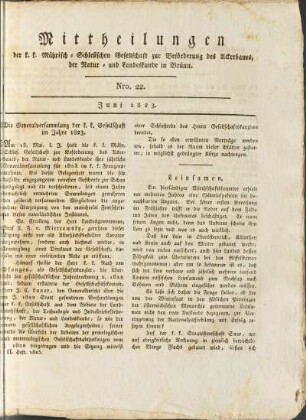 Mittheilungen. Nro. 22. Mai 1823.