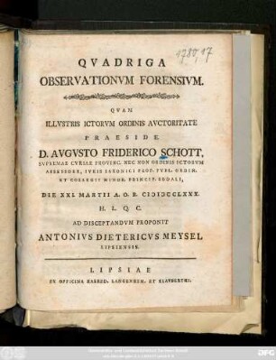 Qvadriga Observationvm Forensivm
