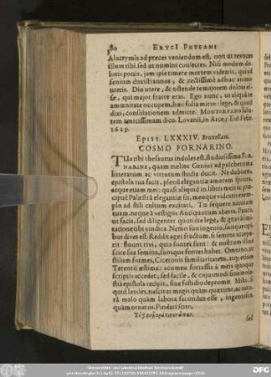 Epist. LXXXIV. Bruxellam. Cosmo Fornarino.