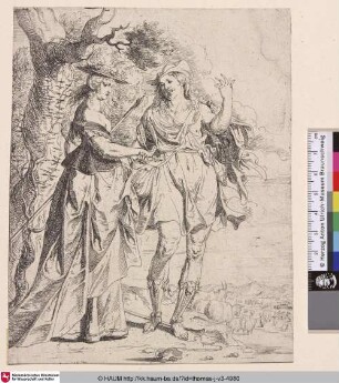 [Hirtenpaar vor einem Baum; Couple standing before a Tree]