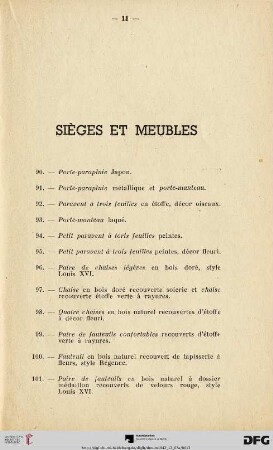 Sièges et meubles (Nr. 90-154)