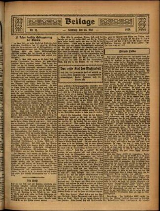 Zweite Ausgabe vom Sonntag, den 23. Mai 1920.