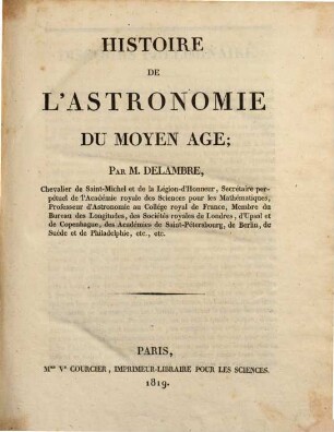Histoire de l'astronomie du moyen age