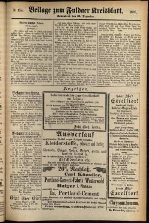 Zweite Ausgabe vom Samstag, den 31. Dezember 1898.