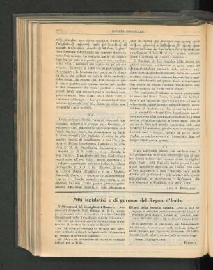 Atti legislativi e di governo del Regno d'Italia.