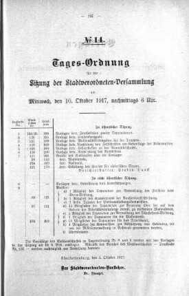 Tages-Ordnung No. 14 (124-134), 10. Oktober 1917