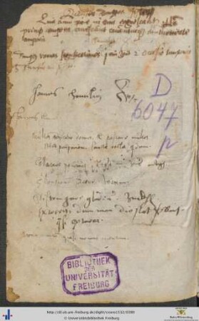 Handschriftliche lateinische Verse
