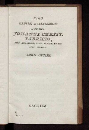 Johanni Christ. Fabricio