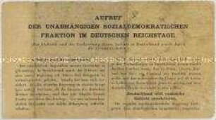 Flugschrift der USPD-Fraktion im Deutschen Reichstag gegen die Friedensbedingungen Deutschlands in den Verträgen von Brest-Litowsk
