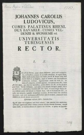 Johannes Carolus Ludovicus, Comes Palatinus Rheni, Dux Bavariae...