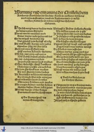 Warnung und ermanung der Christelichen Kirchen.