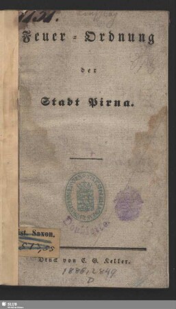 Feuer-Ordnung der Stadt Pirna