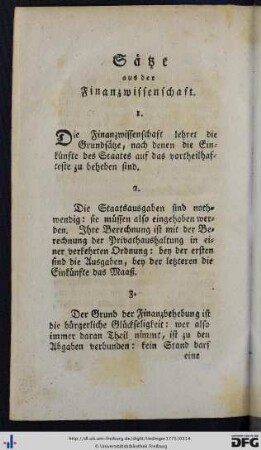 Sätze aus der Finanzwissenschaft.