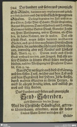 Das Hundert und sieben und zwantzigste Send-Schreiben