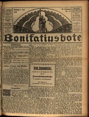 Erste Ausgabe vom Sonntag, den 05. Juli 1925.