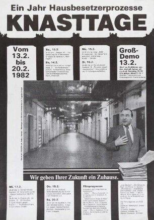 Plakat: "Knasttage. Ein Jahr Hausbesetzerprozesse"