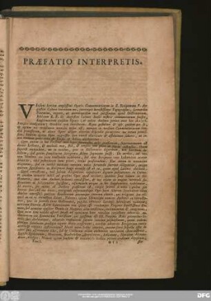 Praefatio Interpretis.