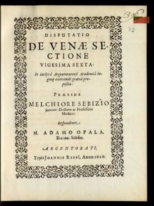 26: Disputatio De Venae Sectione ...