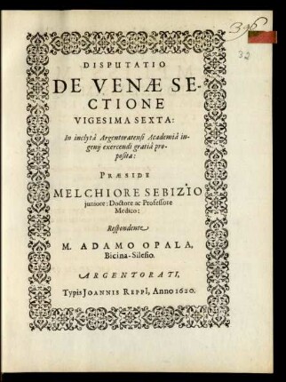 26: Disputatio De Venae Sectione ...
