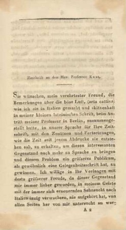 Zuschrift an den Hrn. Professor Rust