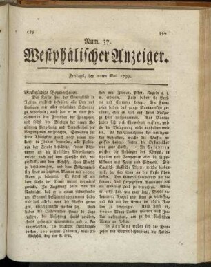 Num. 37. Freitags, den 10ten Mai. 1799