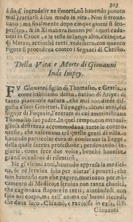 Della Vita e Morte di Giovanni Indo Impey