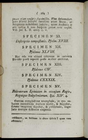 Specimen XI. - Specimen XV.