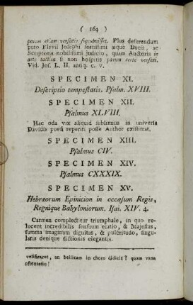 Specimen XI. - Specimen XV.