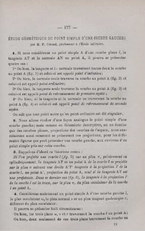 ÉTUDE GÉOMÉTRIQUE DU POINT SIMPLE D'UNE COURBE GAUCHE.