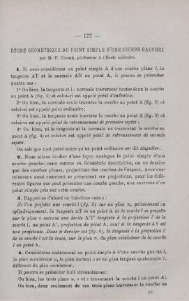 ÉTUDE GÉOMÉTRIQUE DU POINT SIMPLE D'UNE COURBE GAUCHE.